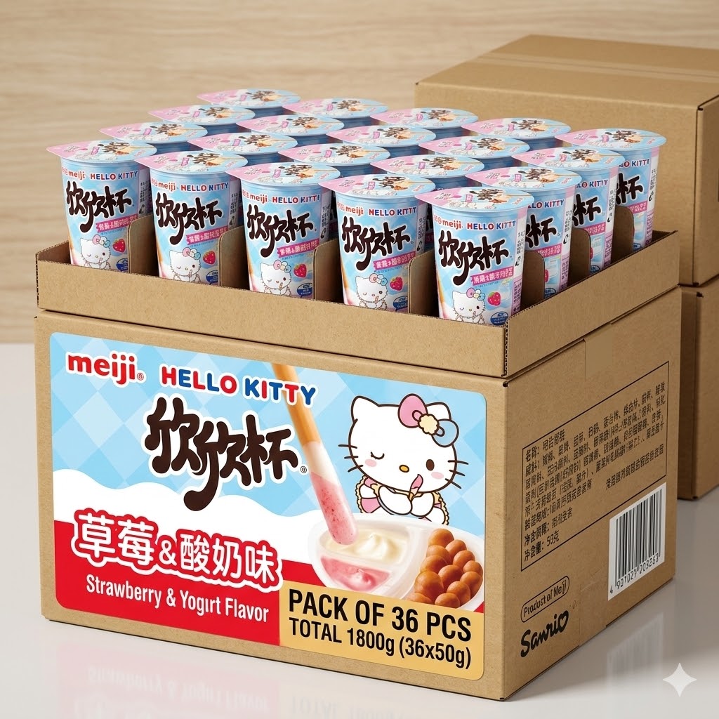 Meiji Xinxin Cup Strawberry Flavor Biscuit Bars